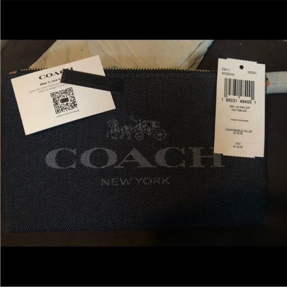 Coach Denim Corner Zip Wristlet, Large NWT - Picture 5 of 10